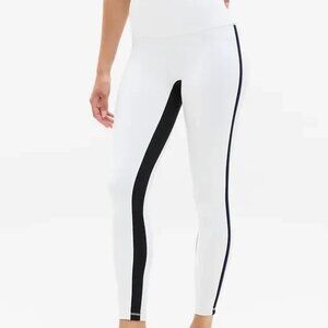 SPLITS59 Miles High Waist Techflex Leggings Crop 7/8 Yoga Pants Off White/Blk